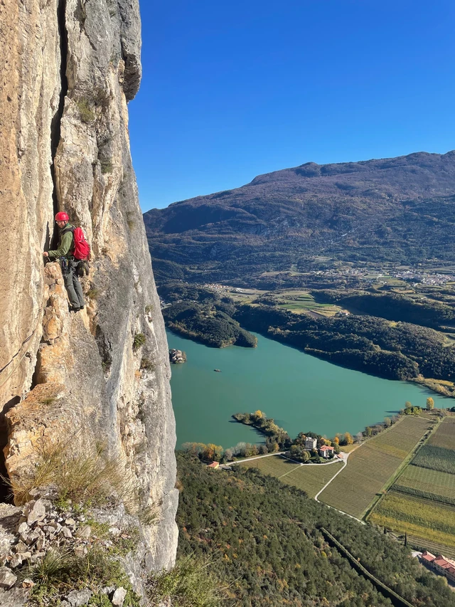 Scrambling with a mountain guide on Monte Baone in Garda Trentino